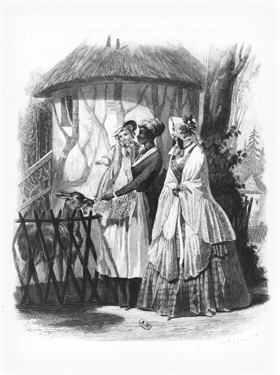 पेरिस में जार्डिन डेस प्लांट्स के चिड़ियाघर का दौरा, फैशन प्लेट, 1846 द्वारा फ्रेंच स्कूल