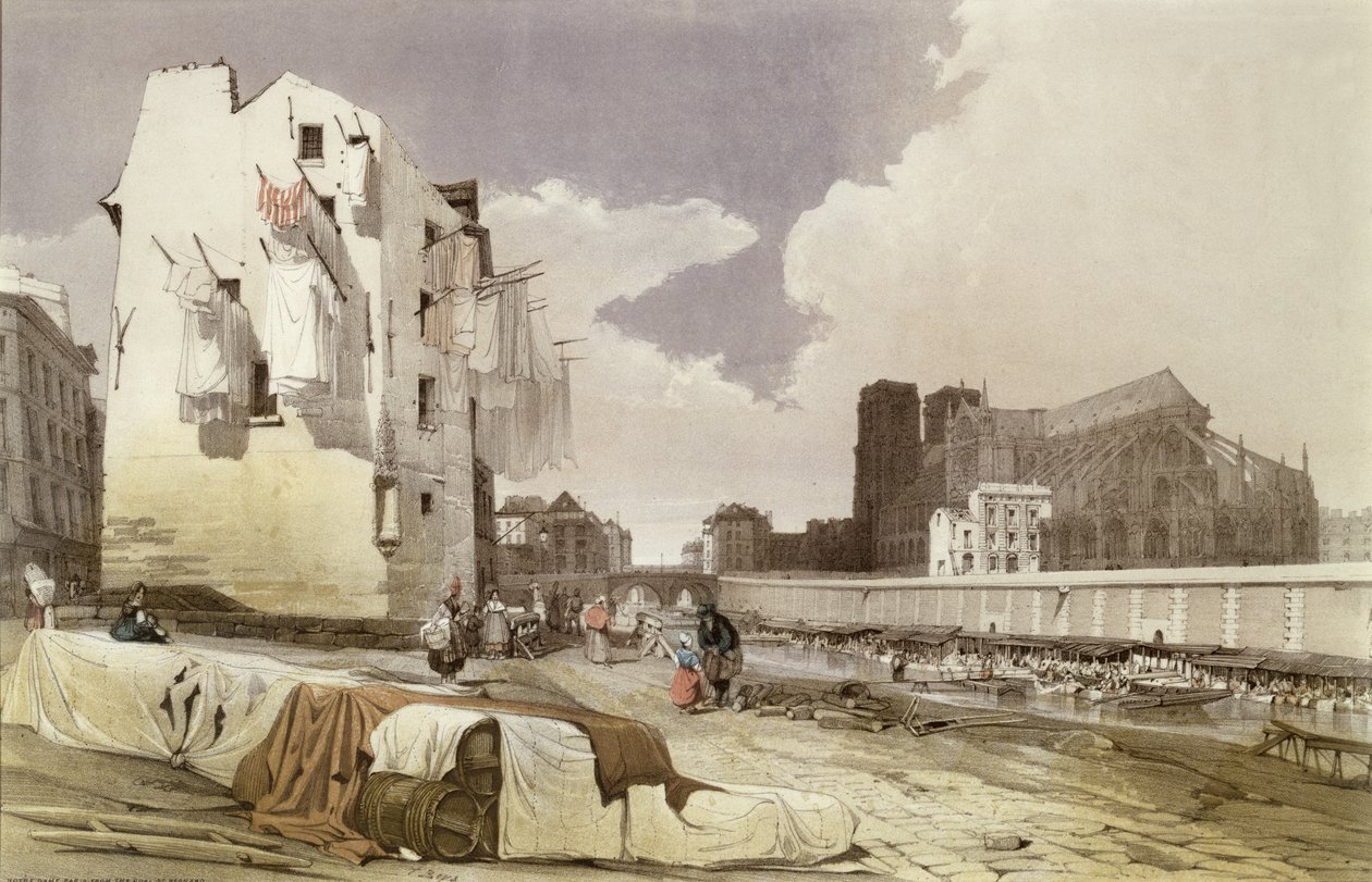 क्वाई मोंटेबेलो में लावोइर में वाशरवोमेन, c.1840 द्वारा फ्रेंच स्कूल
