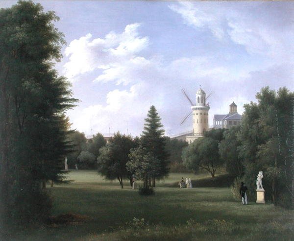 पेरिस में फोली-ब्यूजॉन में विंडमिल, c.1830 (कैनवास पर तेल) द्वारा फ्रेंच स्कूल