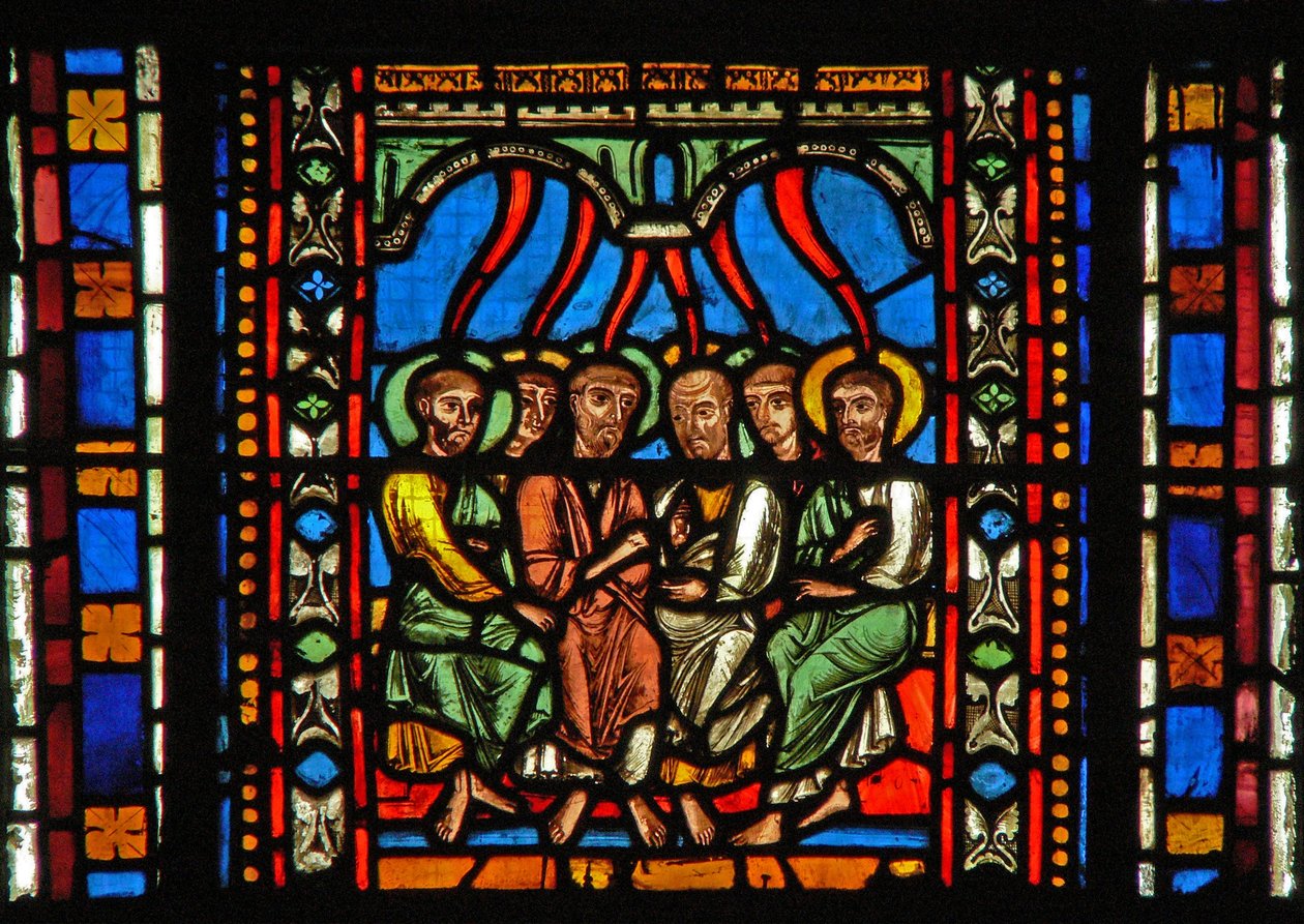 Pentecost का चित्रण विंडो s2-C द्वारा फ्रेंच स्कूल