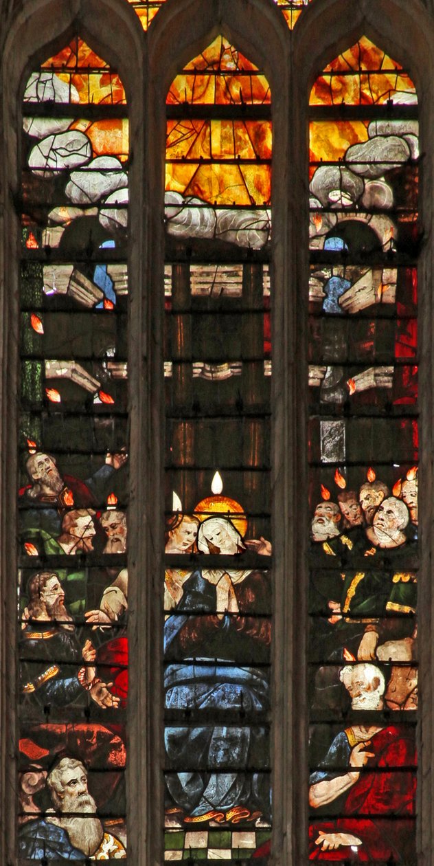 Pentecost को दर्शाती विंडो w103 द्वारा फ्रेंच स्कूल