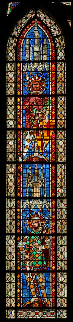 St Exupery और St Demetrius को दर्शाती विंडो w203 द्वारा फ्रेंच स्कूल