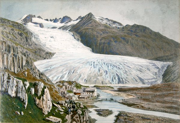 शीतकालीन परिदृश्य और पाइरेनीज़ में यात्री, c.1850 (रंग लिथो) द्वारा फ्रेंच स्कूल