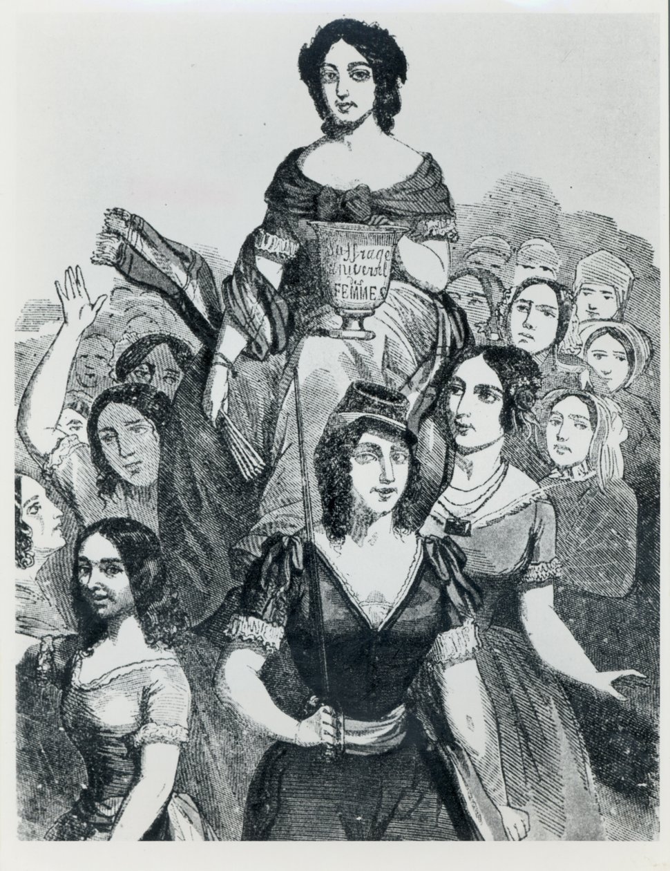 ट्रायंफ में महिलाओं को ले जाने वाली जीन डेइन (1805-94), प्रसिद्ध महिला, वॉल्यूम I, पेरिस, माजेनोड, 1848 द्वारा फ्रेंच स्कूल