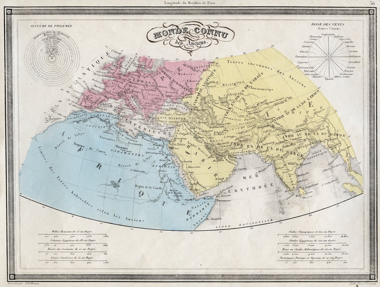 पूर्वजों की दुनिया में जाना जाता है - Vuillemin - ca द्वारा "आवासीय विद्यालयों के उपयोग के लिए प्राचीन और आधुनिक भूगोल के सार्वभौमिक एटलस" से निकाली गई प्लेट। १८४५ द्वारा फ्रेंच स्कूल