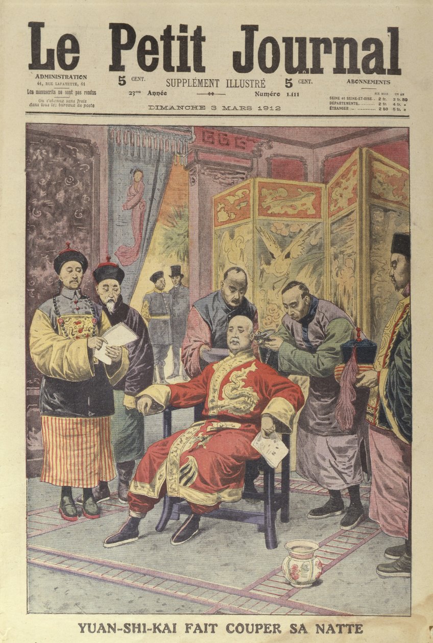 युआन-शि-काई (1859-1916) ने अपने पेटी को काट लिया, ले पेटिट जर्नल का कवर, 3 मार्च 1912 द्वारा फ्रेंच स्कूल