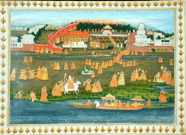 1774 में प्रकाशित 'द जेंटिल एल्बम' से देश की यात्रा पर मुहम्मद शाह की ज़ेनाना (कागज पर गौचे) द्वारा फ्रेंच स्कूल