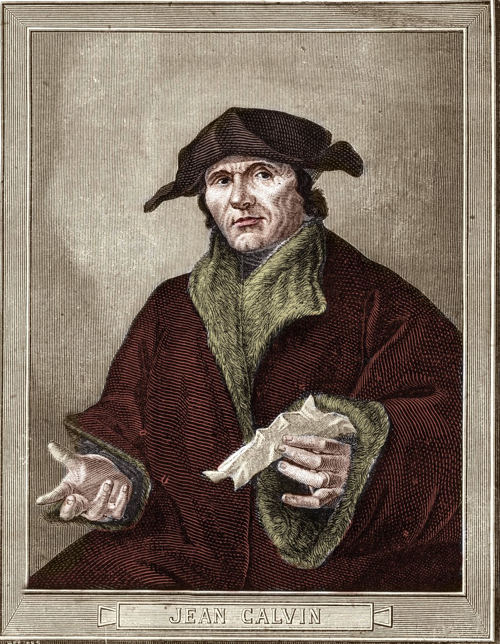 जीन केल्विन (1509-1564), फ्रांसीसी धार्मिक सुधारक और लेखक का चित्र। द्वारा फ्रेंच स्कूल