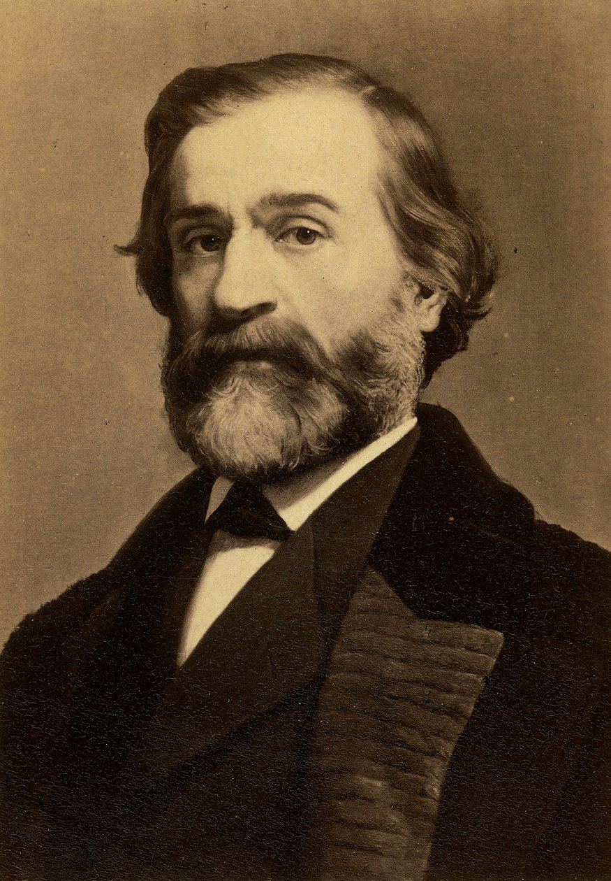 संगीतकार Giuseppe Verdi का चित्र, c.1870 (जिलेटिन सिल्वर प्रिंट) द्वारा फ्रेडरिक ब्रुकमैन प्रकाशन गृह