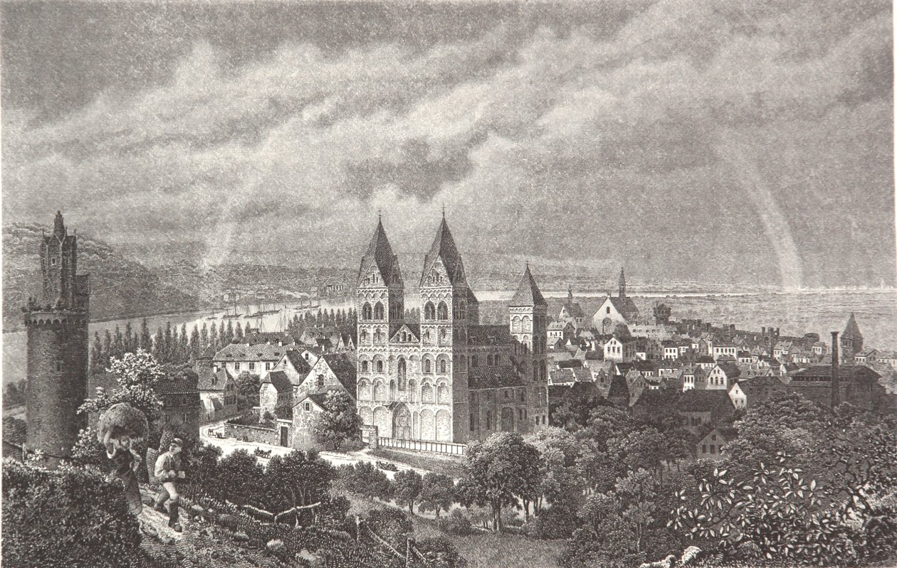 Andernach। एक राइनिनबुलम से स्टील उत्कीर्णन द्वारा पियरे जोसेफ रेडाउट