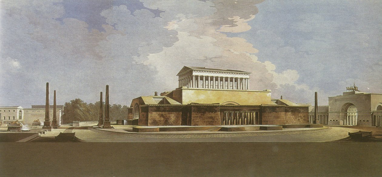 बर्लिन, 1797 के प्रशिया के फ्रेडरिक द्वितीय के स्मारक की योजना द्वारा फ्रेडरिक गिली