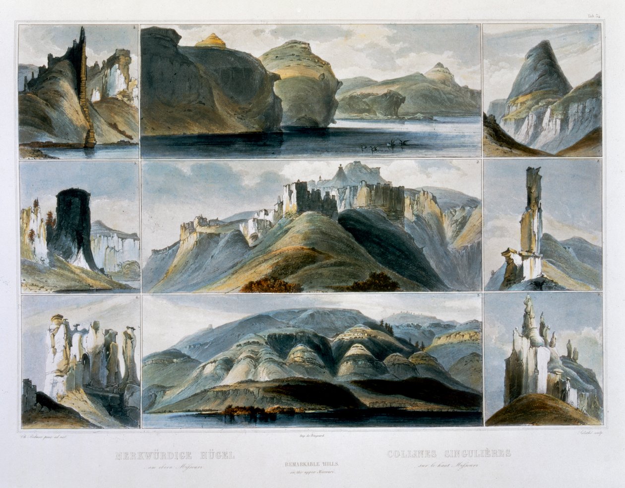 ऊपरी मिसौरी पर उल्लेखनीय पहाड़ियाँ, 1844 द्वारा फ्रेडरिक सलाथे