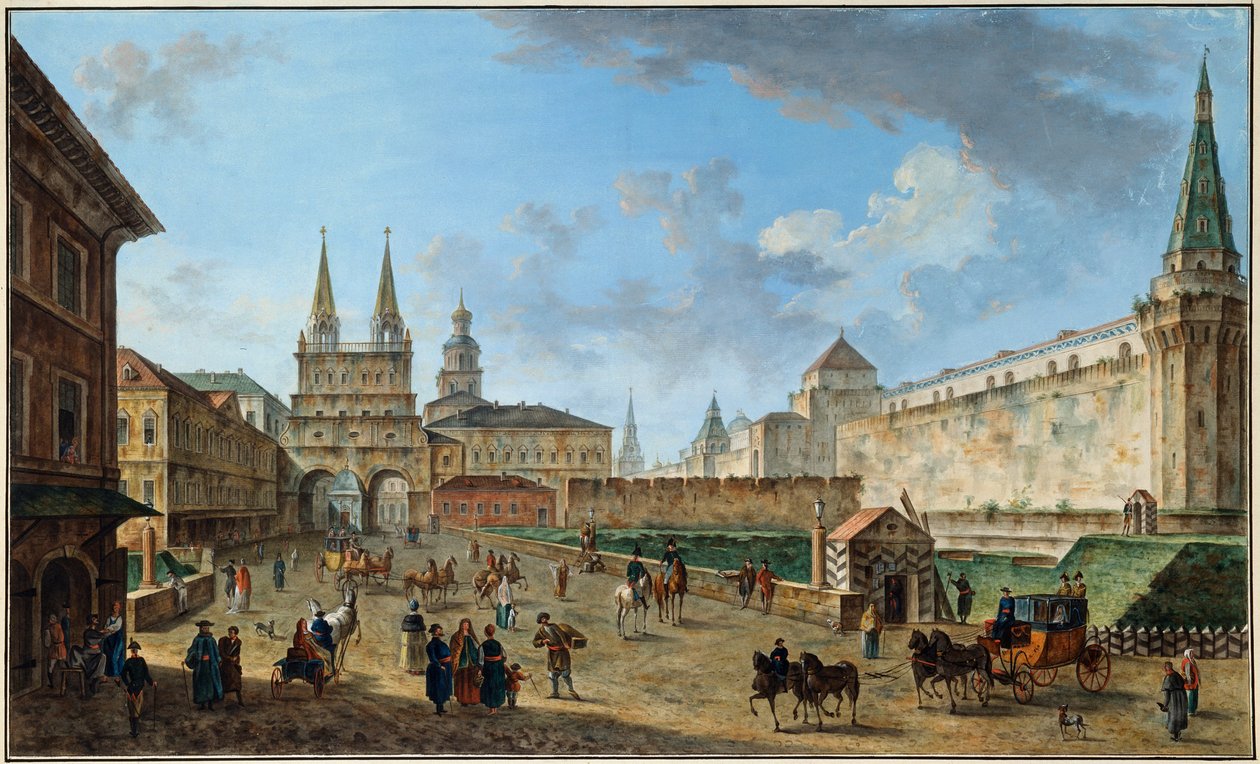 रेड स्क्वायर, मॉस्को, रूस पर पुनरुत्थान गेट का दृश्य, c1801 द्वारा फ्योडोर याकोवलेविच अलेक्सेव