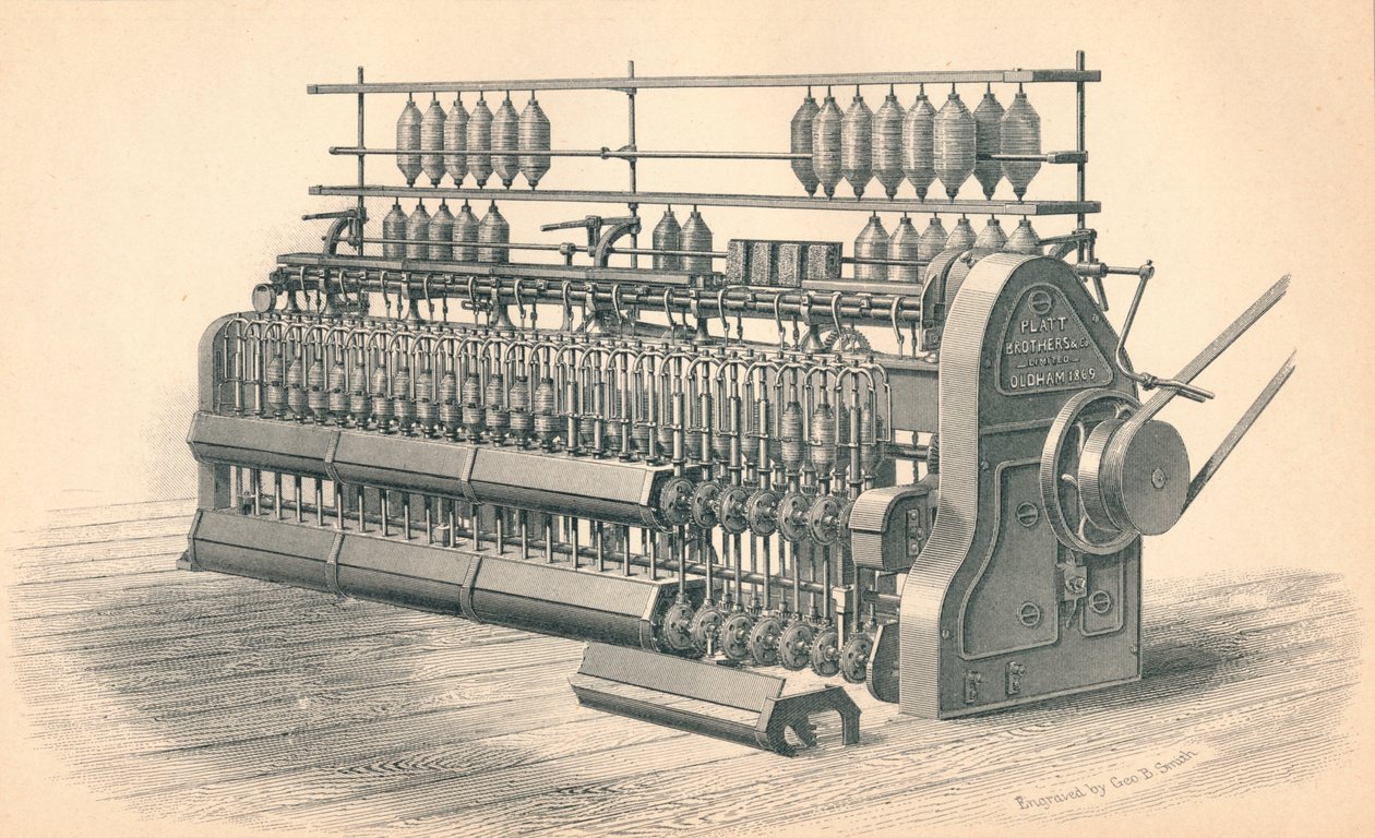 फिनिशिंग रोविंग फ्रेम, प्लैट, ब्रदर्स एंड कंपनी ओल्डहैम द्वारा, 1874 द्वारा जीबी स्मिथ