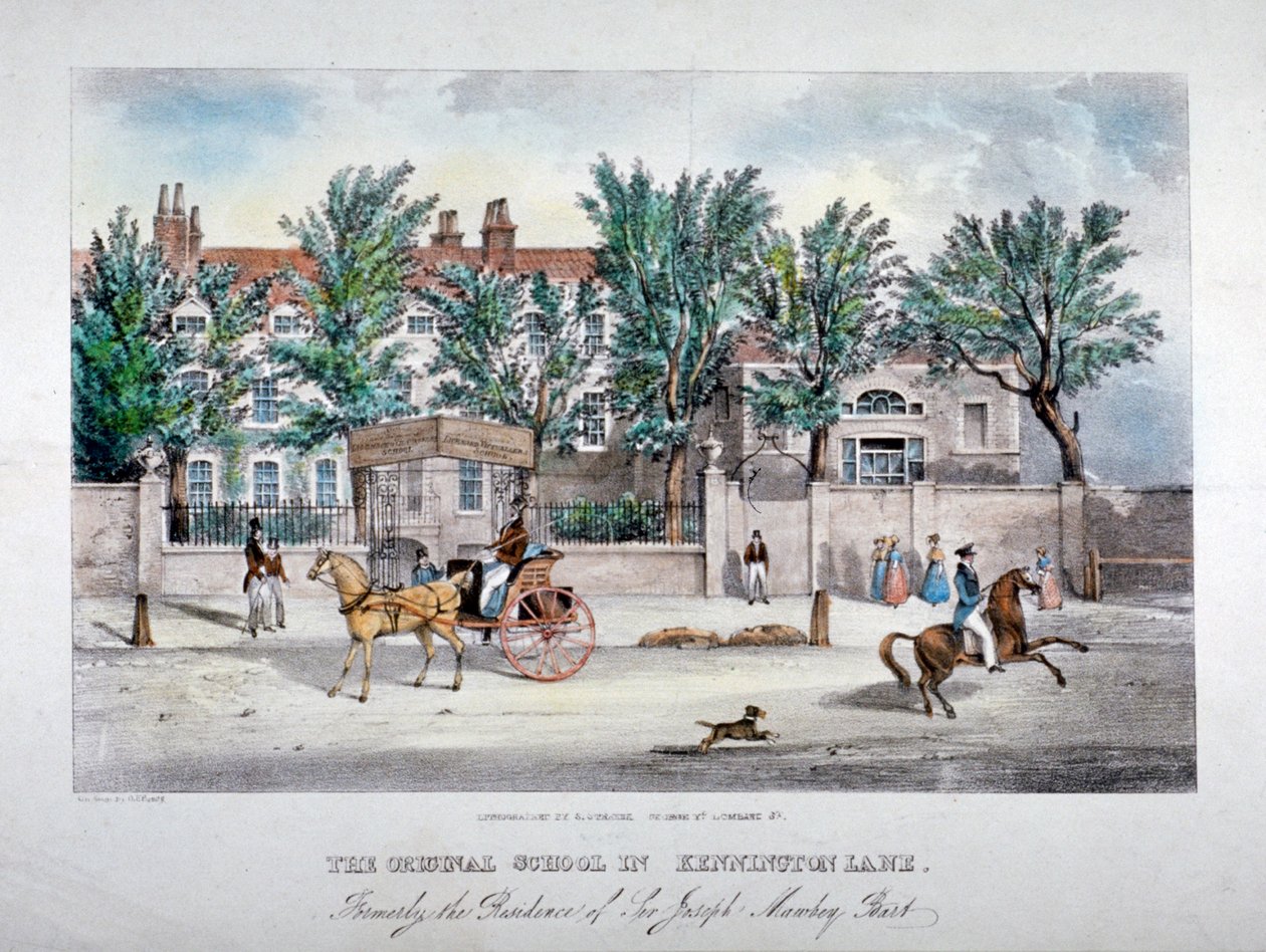 द लाइसेंस्ड विक्टुअलर्स स्कूल, केनिंगटन लेन, लैम्बेथ, लंदन, c1841। द्वारा जीएफ ब्रैग