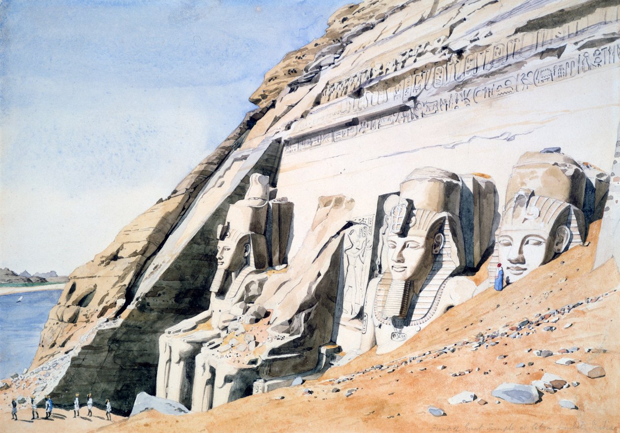 अबू सिंबल में महान मंदिर के सामने, मिस्र, c1845 द्वारा जीएफ वेस्टन