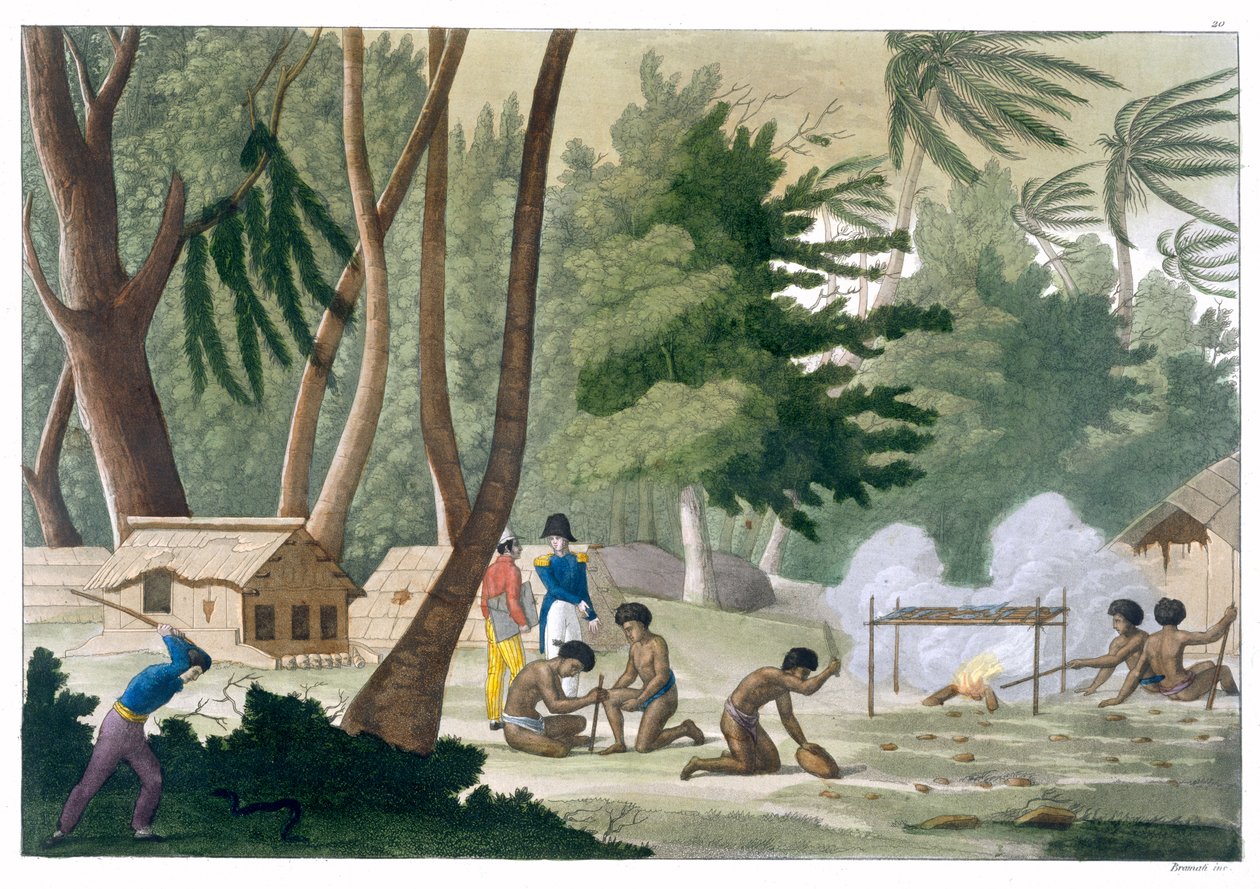 रावक द्वीप पर पापू जनजाति, c1820-1839 द्वारा जी ब्रामती