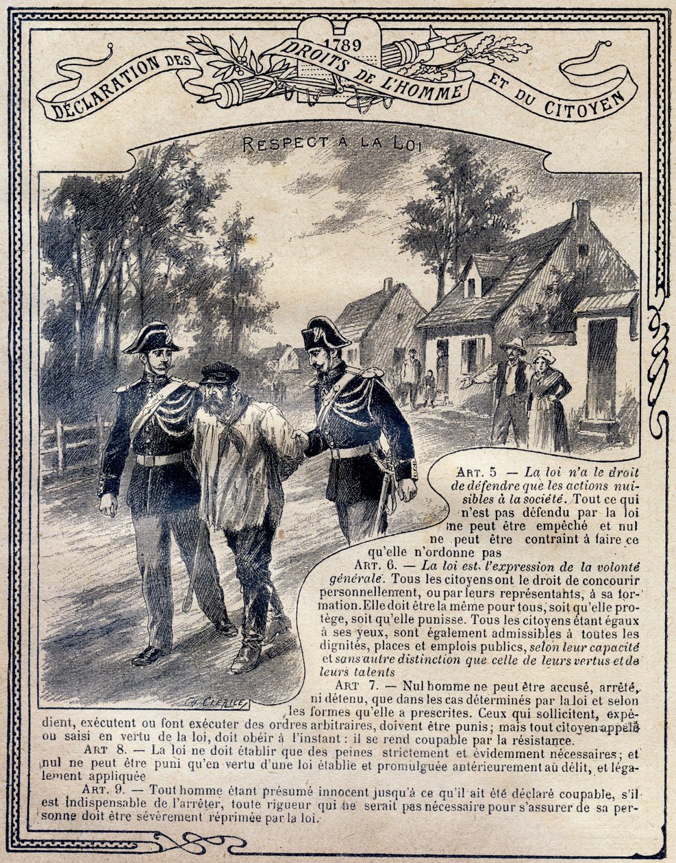 1789: मनुष्य और नागरिक के अधिकारों की घोषणा: कानून का सम्मान। "नैतिकता और नागरिक शिक्षा की अनूठी पुस्तक, प्राथमिक विद्यालय के तीन पाठ्यक्रमों और लाइसी और कॉलेजों की प्राथमिक कक्षाओं के छात्रों के लिए अभिप्रेत है, ड्यूक्सी द्वारा जी। दासचर
