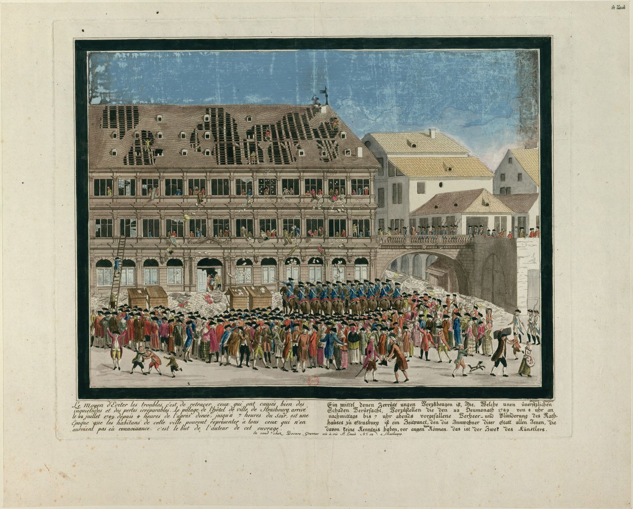21 जुलाई, 1789 का दिन। 21 जुलाई, 1789 को स्ट्रासबर्ग सिटी हॉल का तूफान, सी। 1790. द्वारा जी. देवरे