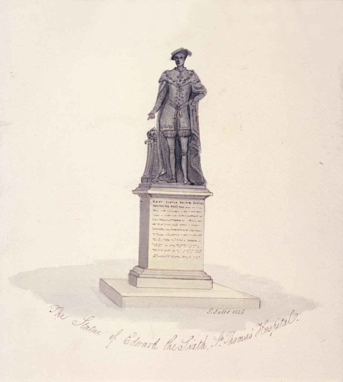 सेंट थॉमस अस्पताल, साउथवार्क, लंदन, 1825 में एडवर्ड VI की मूर्ति द्वारा जी येट्स