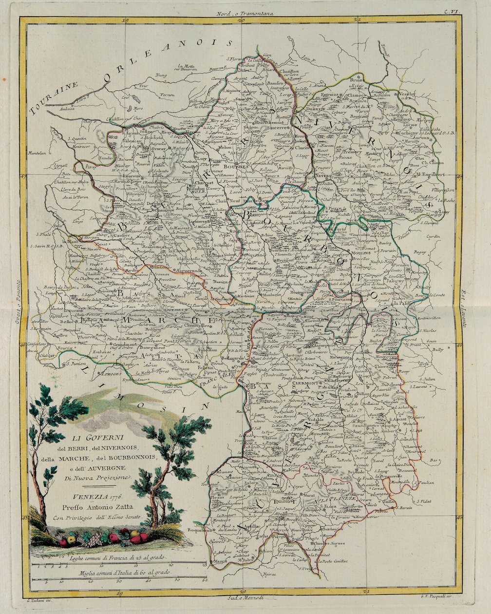 1776 में एंटोनियो जट्ट, प्राइवेट कलेक्शन द्वारा वेनिस में प्रकाशित सबसे नवीनतम एटलस के टोम I से लिया गया। द्वारा जी। जुलियानी