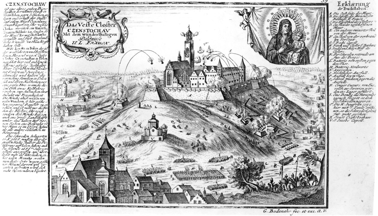 1655 में स्वीडिश सेना द्वारा घेराबंदी के तहत, जसना गोरा, Czestochowa का मठ द्वारा गेब्रियल बोडेनेहर