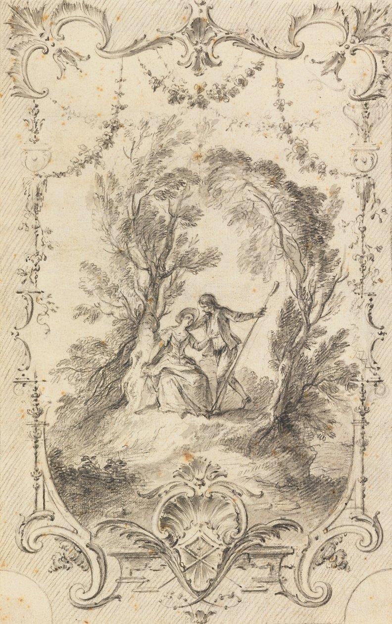 ईगर शेफर्ड (LOeuvre gravé de Watteau, 1739 में प्लेट 247 के लिए प्रारंभिक ड्राइंग) द्वारा गेब्रियल ह्यूक्वियर