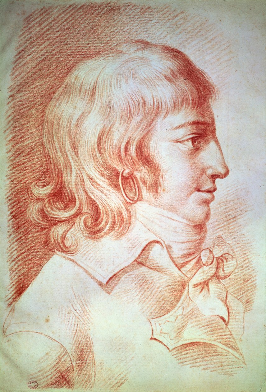लुई-एंटोनी-लियोन डी सेंट-जस्ट (1767-94) (कागज पर लाल चाक) द्वारा गेब्रियल क्रिस्टोफ गुएरिन