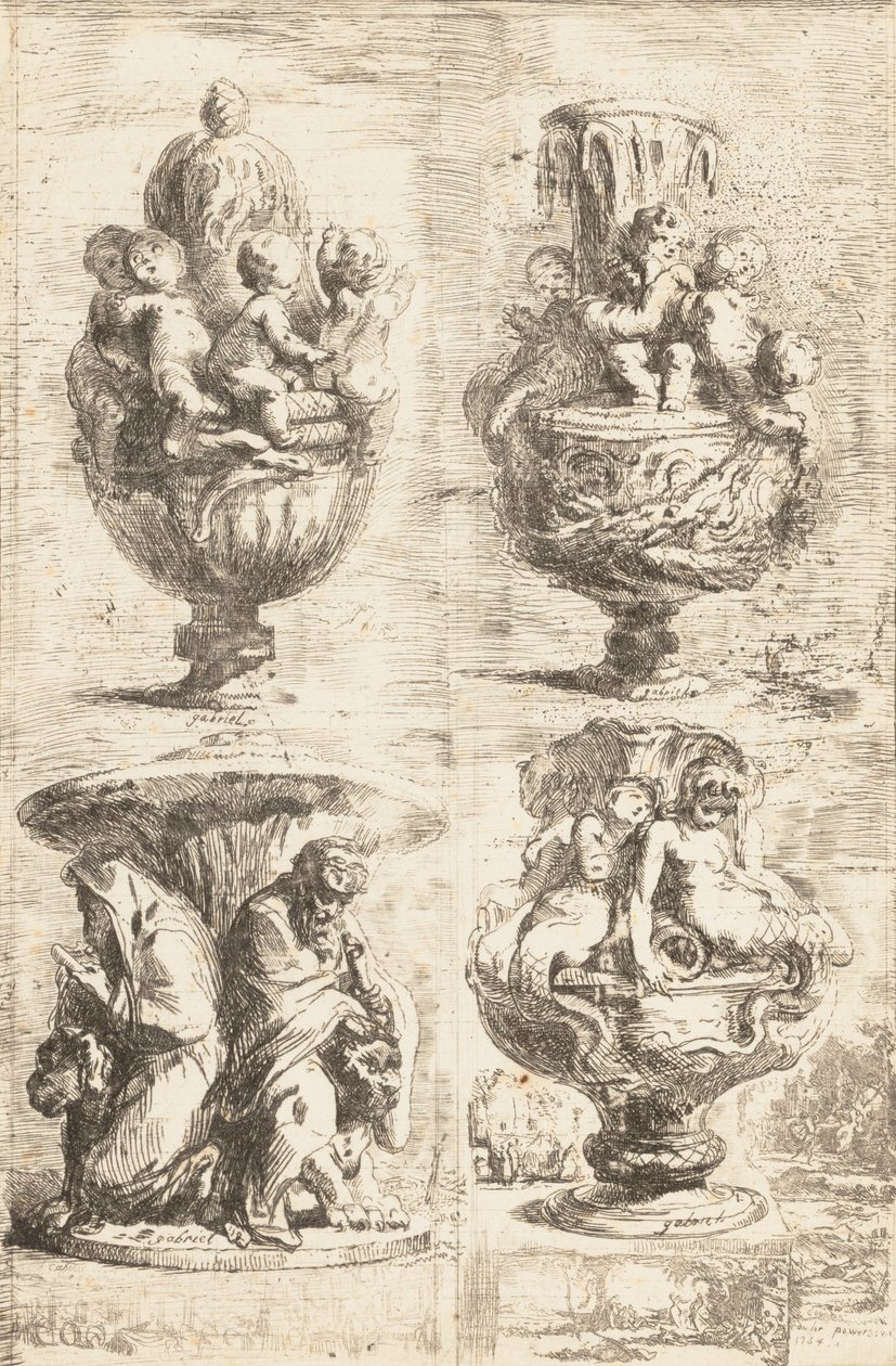 चार फूलदान, 1754। द्वारा गेब्रियल डी सेंट औबिन