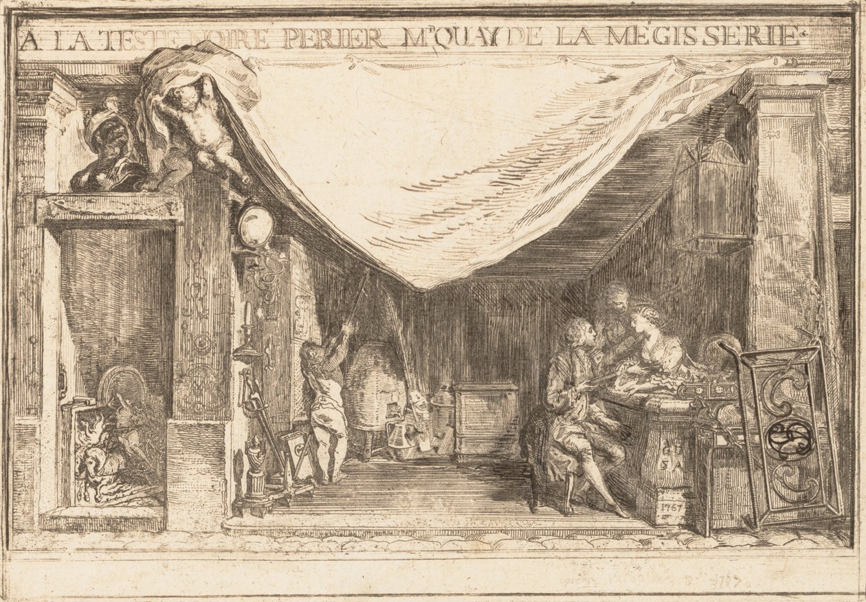 एम.पेरियर की दुकान, आयरनवर्क मर्चेंट, 1767। द्वारा गेब्रियल डी सेंट औबिन