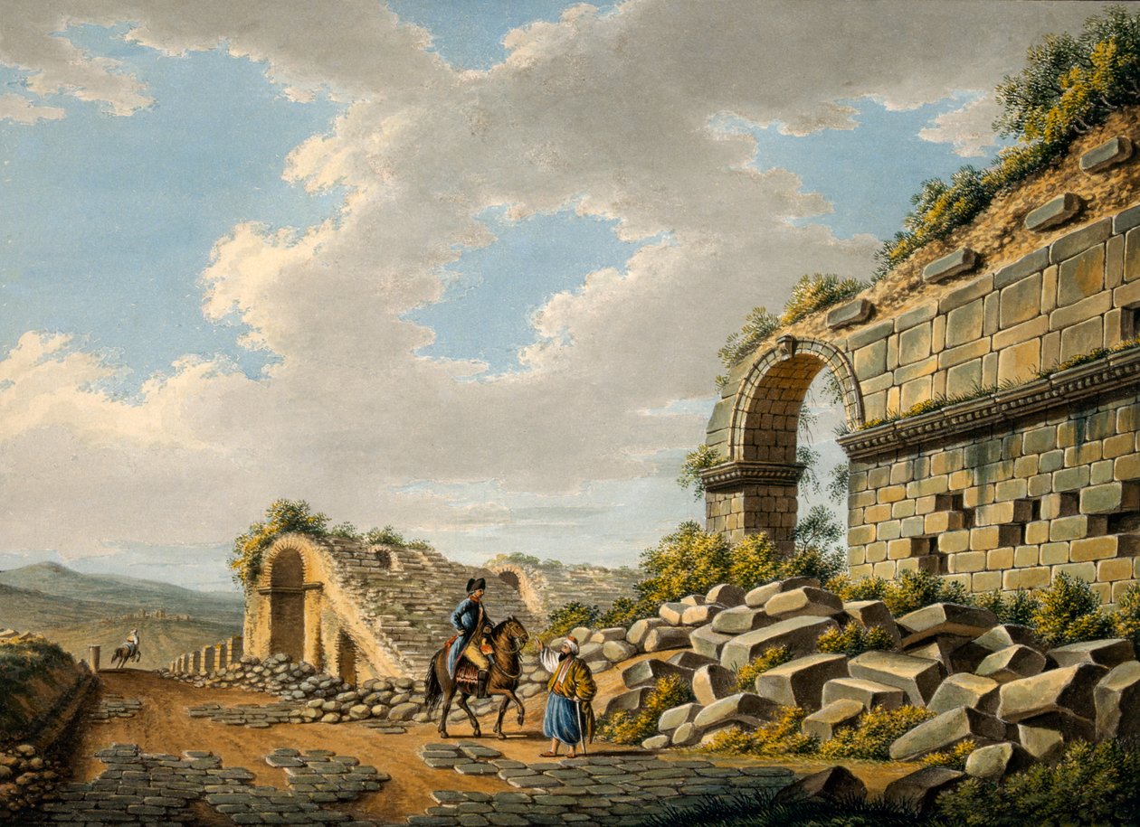 इफिसुस में 1790 के दशक में बर्बाद रोमन थियेटर का बाहरी हिस्सा द्वारा गयतनो मर्कती