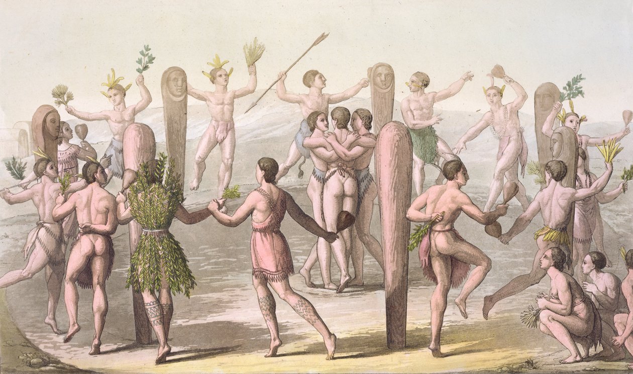 वर्जीनिया के मूल निवासियों के नृत्य, c.1820 द्वारा गैलो गैलीना