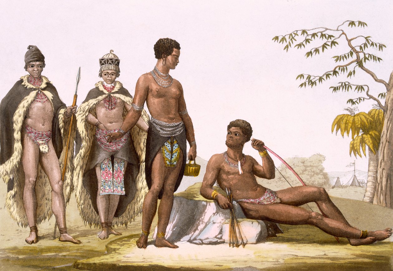 वॉल्यूम II पी एल। केप के ५ गोनक्वी हॉटनॉट्स जिनकी त्वचा अन्य हॉटटॉट्स की तुलना में हल्की है, और उनकी नाक कम सपाट है, और वे लम्बे हैं, &39;ले कॉस्ट्यूम एंसन एट मॉडर्न&39; c.1820-39 द्वारा गैलो गैलीना