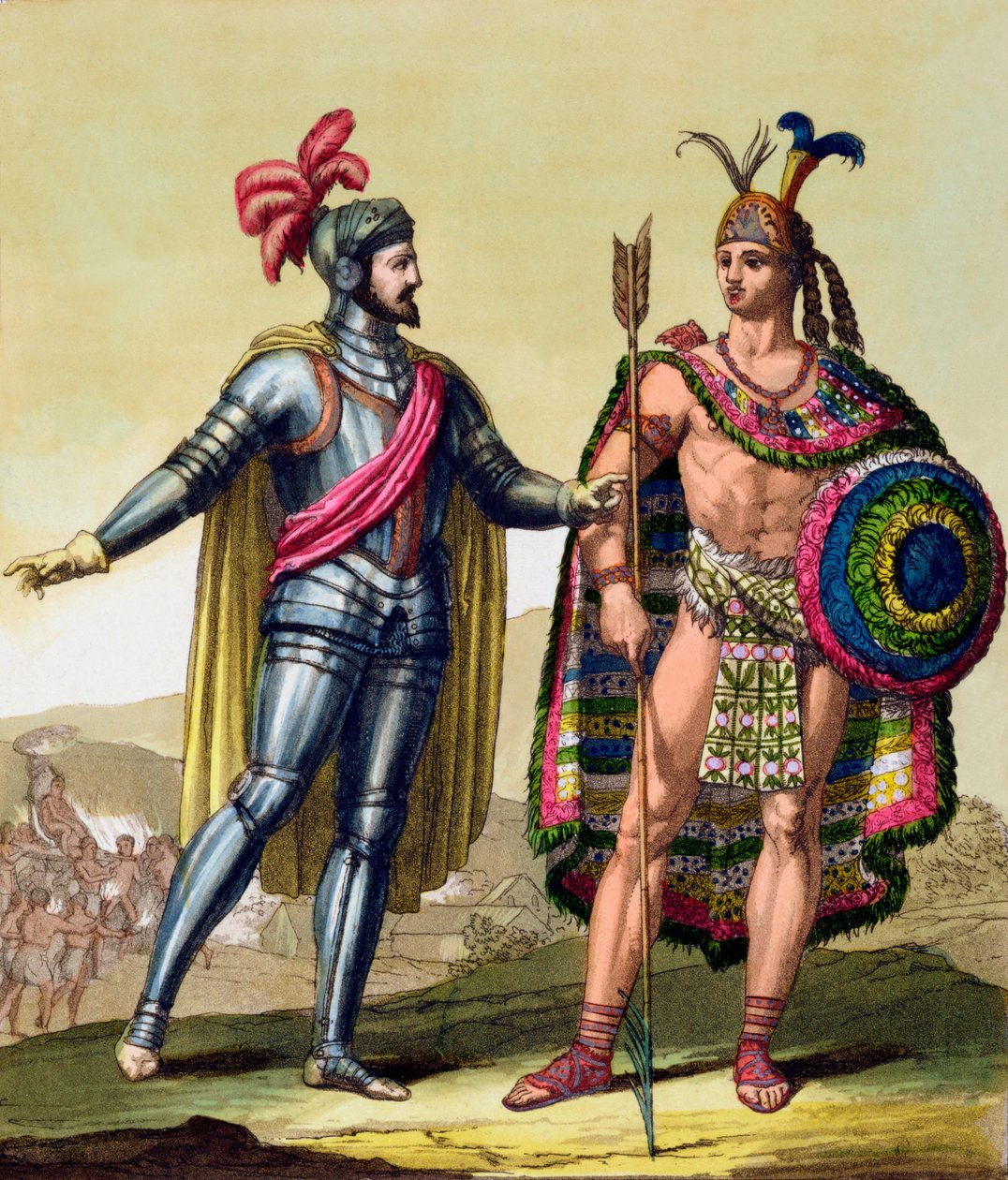हर्नांडो कोर्टेस और मोंटेज़ुमा II, मैक्सिको के बीच मुठभेड़, 1519 c1820-1839 द्वारा गैलो गैलीना