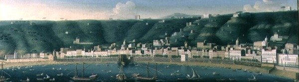 समुद्र से नेपल्स का दृश्य, डेल्टोवो और उपनगर चिया के साथ, 1731 द्वारा गैस्पार बटलर
