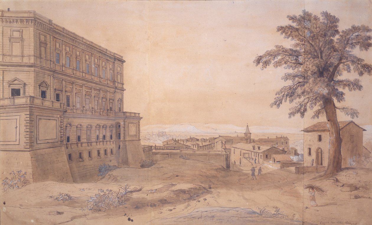 Caprarola में Palazzo Farnese (कागज पर स्याही और धोना) द्वारा गैस्पर वान विटेल