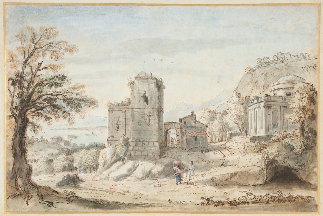 खंडहर और एक मंदिर के साथ, 1716 द्वारा गैस्पर वान विटेल