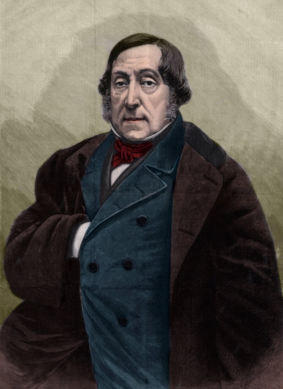 Gioachino (Gioacchino) Rossini (1792-1868) का पोर्ट्रेट, इतालवी संगीतकार नादर की फोटोग्राफी के बाद उत्कीर्णन। द्वारा गैस्पर्ड फेलिक्स टूरनाचोन नादर