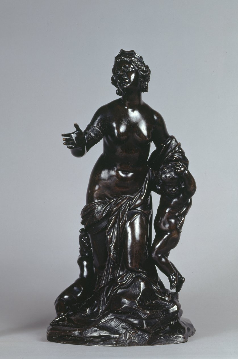 लैटोना और उसके बच्चे, अपोलो और डायना, c.1671 (लाखयुक्त पेटिना के साथ कांस्य) द्वारा गैस्पर्ड मार्सी