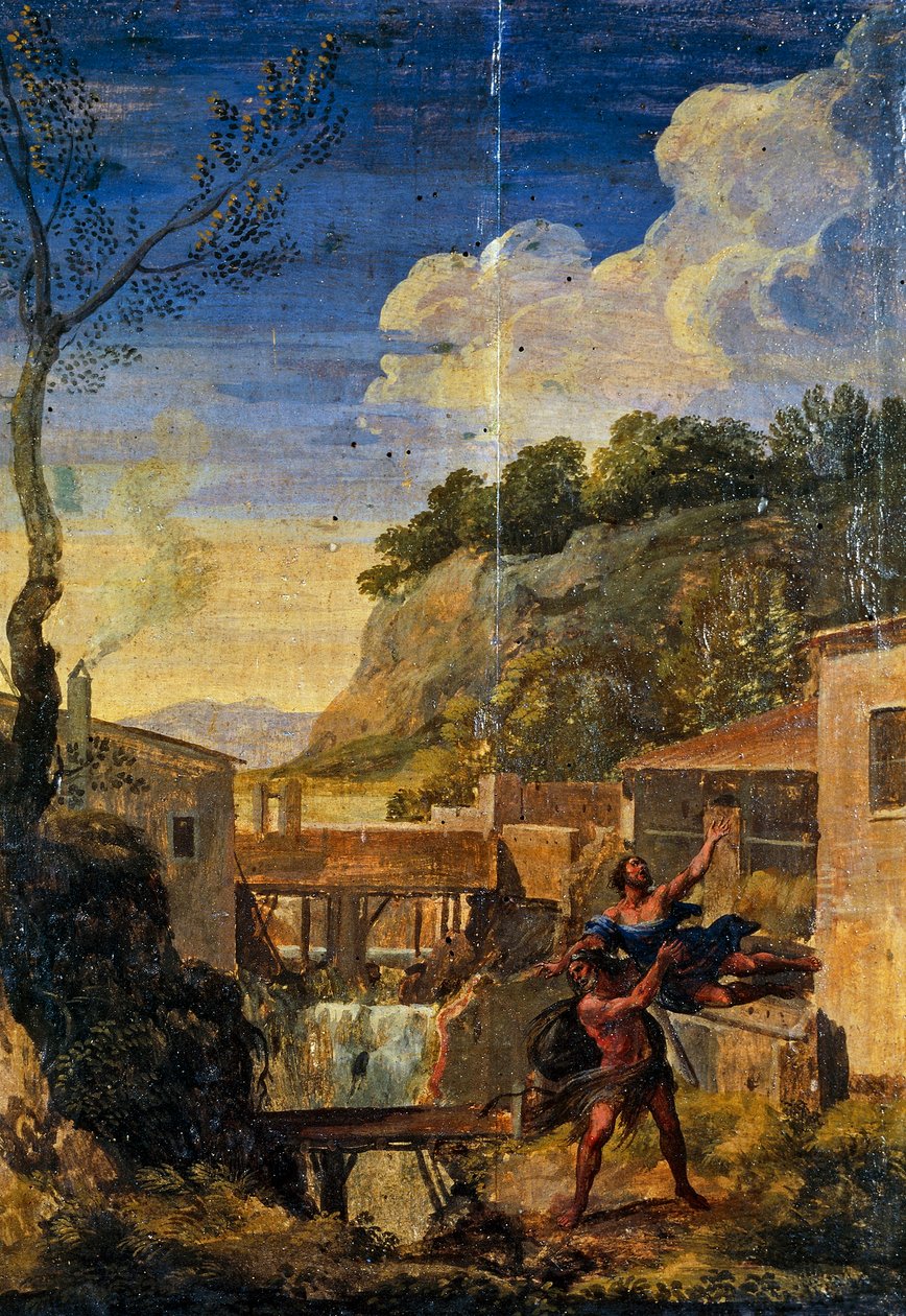 हरक्यूलिस और एंटेयस के साथ ग्रामीण इलाकों (कैनवास पर तेल) द्वारा Gaspard Poussin (विद्यालय) दुघेतो