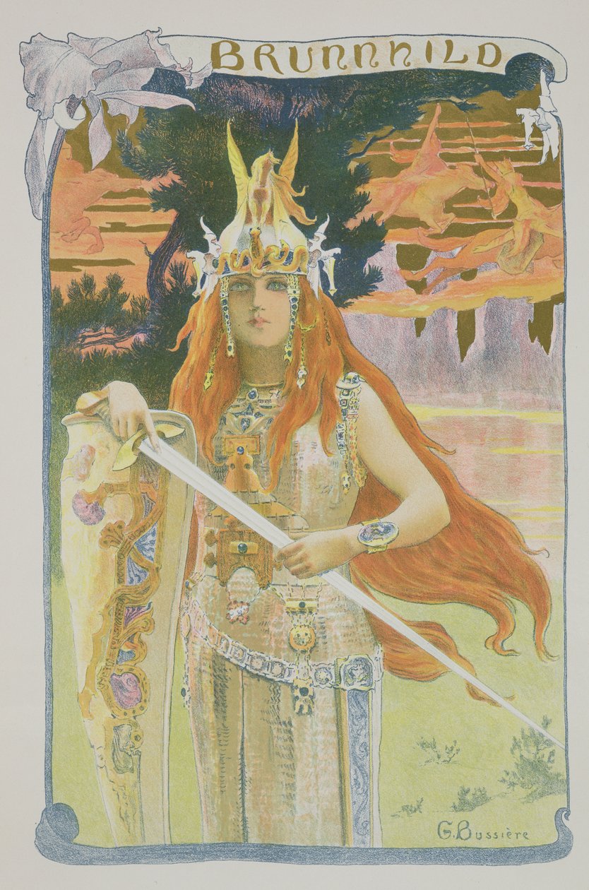 ब्रूनहिल्डे, &39;एल&39;स्टैम्प मॉडर्न&39; से, पेरिस 1897-99 प्रकाशित द्वारा गैस्टन बुसीयर