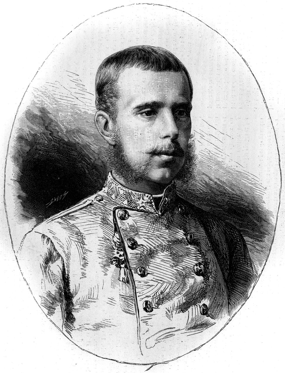 ऑस्ट्रिया के आर्कड्यूक रोडोल्फ का पोर्ट्रेट (1858-1889)। 21 मई 1881 को "" ले मोंडे इलस्ट्र्रे"" एन ° 1260 में जी। वुइलियर द्वारा उत्कीर्णन। द्वारा गैस्टन वूलीयर