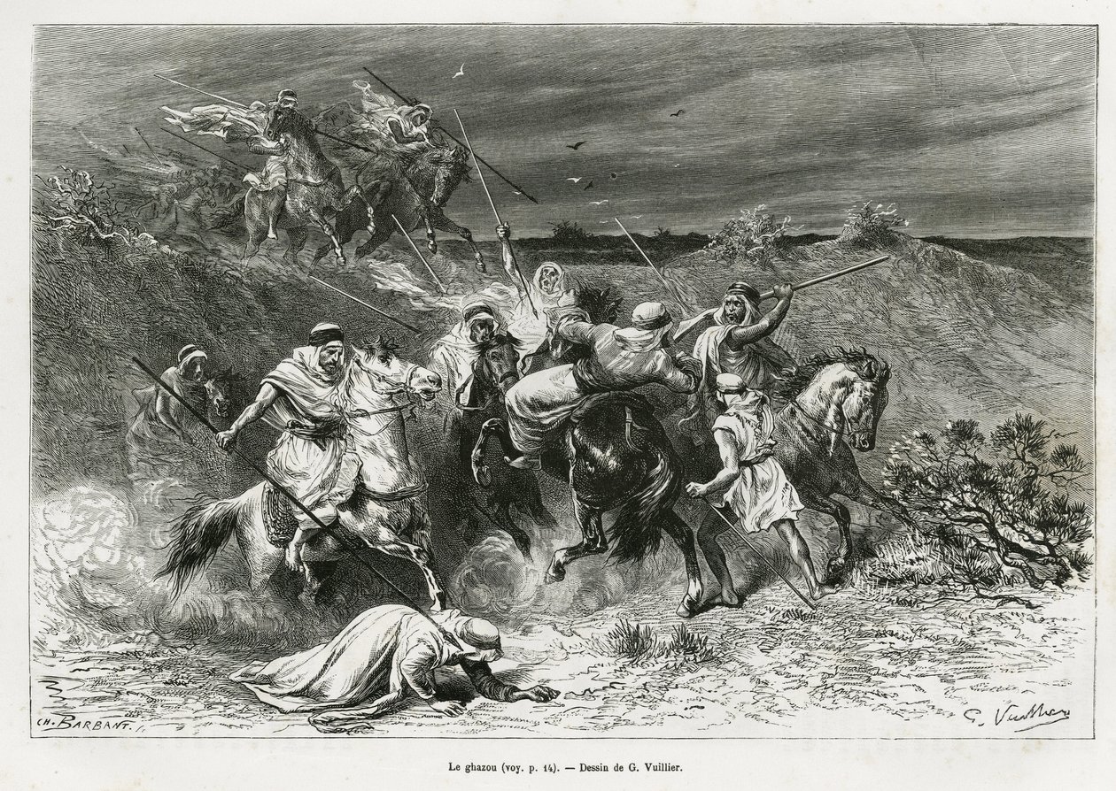 ग़ज़ौ, या रज़िया, हाथ से लूटना। लेडी अन्ना ब्लंट द्वारा 1878-1879 में एडौर्ड चार्टन (1807- द्वारा गैस्टन वूलीयर