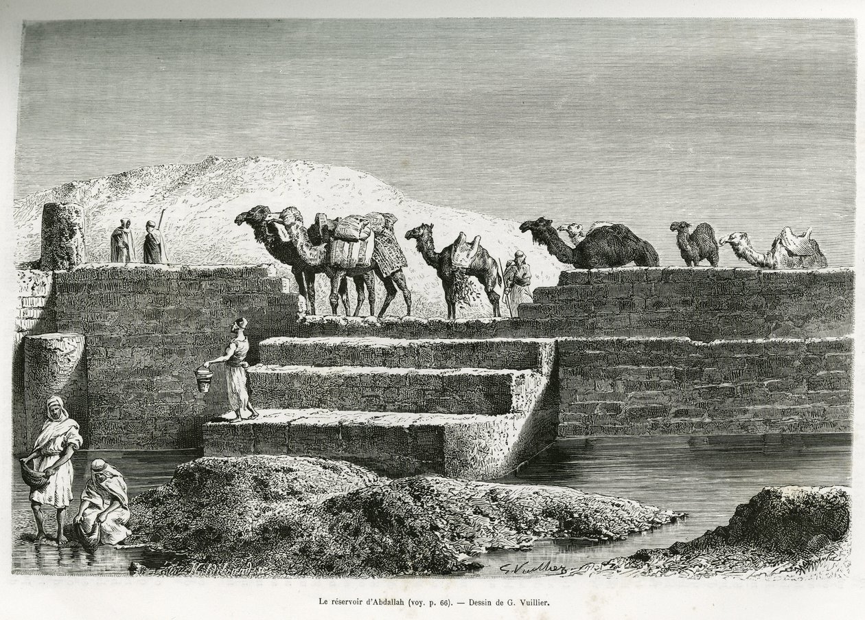 अब्दुल्ला (सऊदी अरब) का जलाशय। लेडी अन्ना ब्लंट द्वारा 1878-1879 में एडौर्ड चार्टन (1807- १८ द्वारा गैस्टन वूलीयर