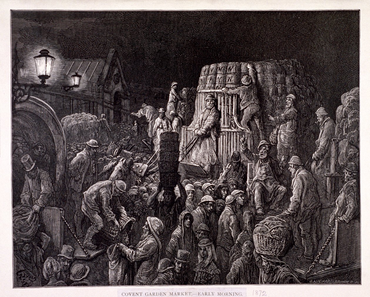 कोवेंट गार्डन मार्केट-अर्ली मॉर्निंग, 1872 द्वारा गौचार्ड ब्रूनियर