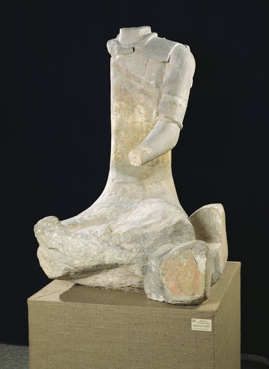 Roquepertuse, Tene II, c.300-120 ई.पू. से बैठा हुआ आदमी द्वारा फ्रेंच भाषा