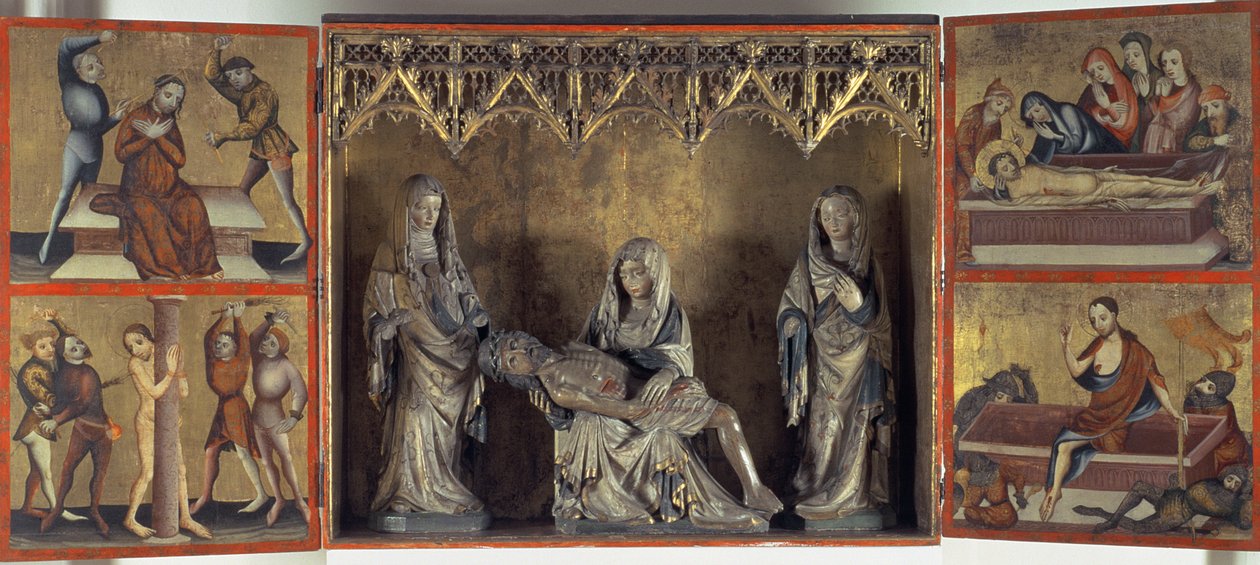 अल्ट्रापीस विलाप और मसीह के जुनून का चित्रण (सेंट एलिजाबेथ थुरिंगिया का Altar) c.1410 (पैनल और चूना पत्थर पर तापमान) द्वारा डांस्क स्कूल