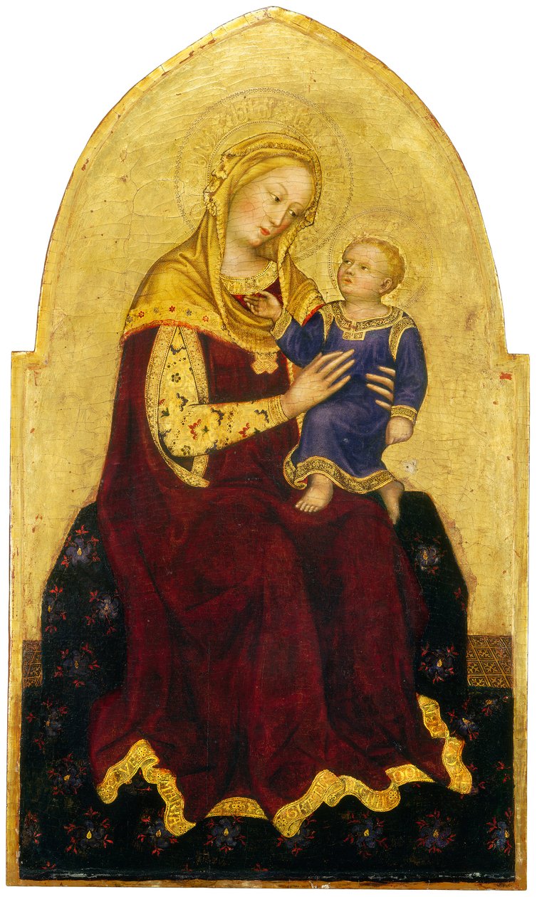 मैडोना एंड चाइल्ड एंब्रोइडेड, c.1420 (टेम्पल ऑन पैनल) द्वारा जेंटाइल दा फैब्रियानो