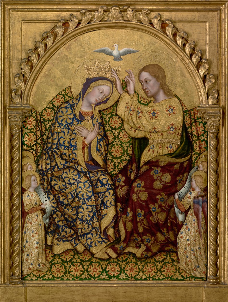 वर्जिन का राज्याभिषेक, c.1420 (पैनल पर तापमान और सोने की पत्ती) द्वारा जेंटाइल दा फैब्रियानो