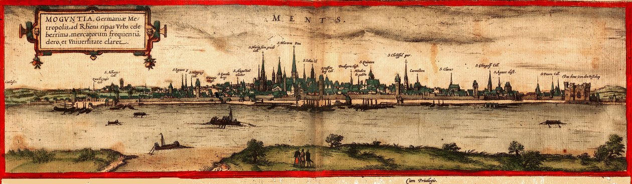 मेंज का दृश्य, 1572 द्वारा जॉर्ज ब्रौन और फ्रांज होजेनबर्ग